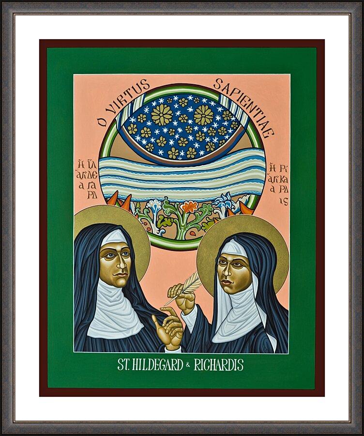 Wall Frame Espresso, Matted - St. Hildegard of Bingen and her Assistant Richardis by Lewis Williams, OFS - Trinity Stores