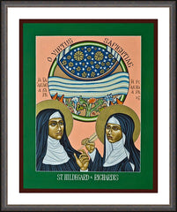 Wall Frame Espresso - St. Hildegard of Bingen and her Assistant Richardis by L. Williams