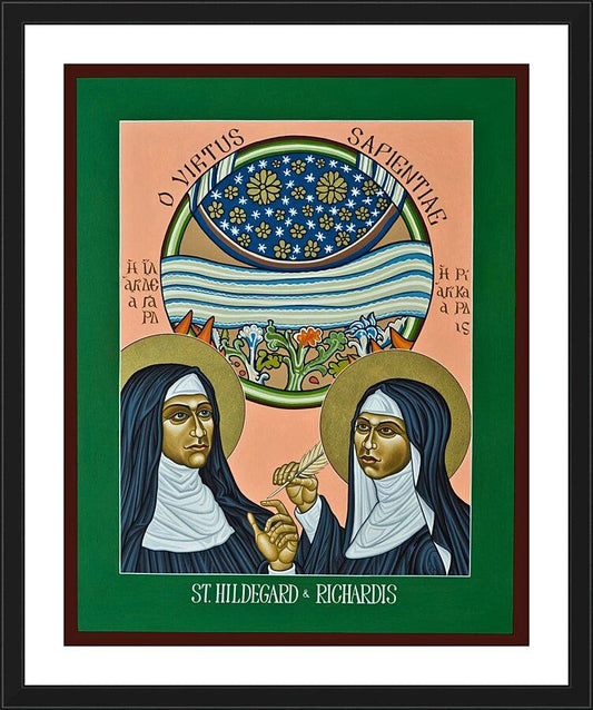 Wall Frame Black, Matted - St. Hildegard of Bingen and her Assistant Richardis by L. Williams