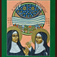 Wall Frame Gold, Matted - St. Hildegard of Bingen and her Assistant Richardis by Lewis Williams, OFS - Trinity Stores