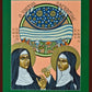 Wall Frame Espresso, Matted - St. Hildegard of Bingen and her Assistant Richardis by Lewis Williams, OFS - Trinity Stores