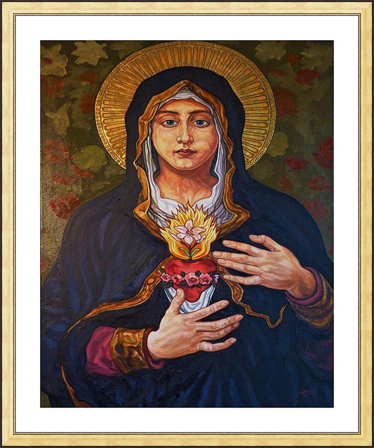 Wall Frame Gold, Matted - Immaculate Heart of Mary by L. Williams