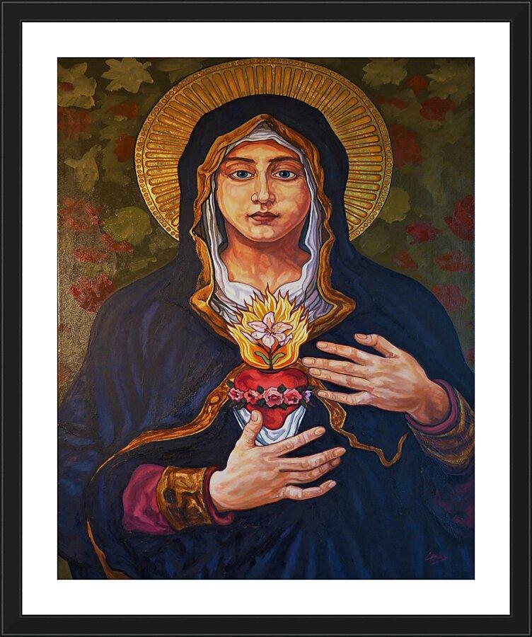 Wall Frame Black, Matted - Immaculate Heart of Mary by Lewis Williams, OFS - Trinity Stores