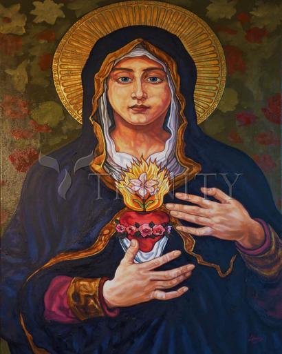 Wall Frame Black, Matted - Immaculate Heart of Mary by L. Williams