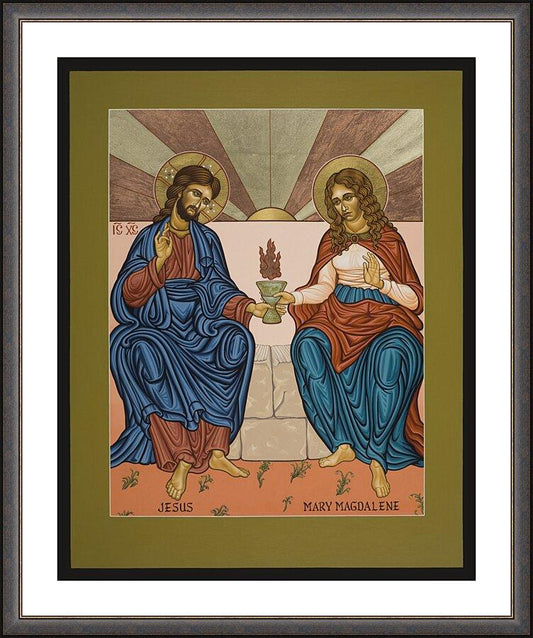 Wall Frame Espresso, Matted - Jesus and Mary Magdalene by L. Williams