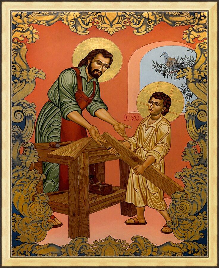 Wall Frame Gold - St. Joseph and Christ Child by Lewis Williams, OFS - Trinity Stores