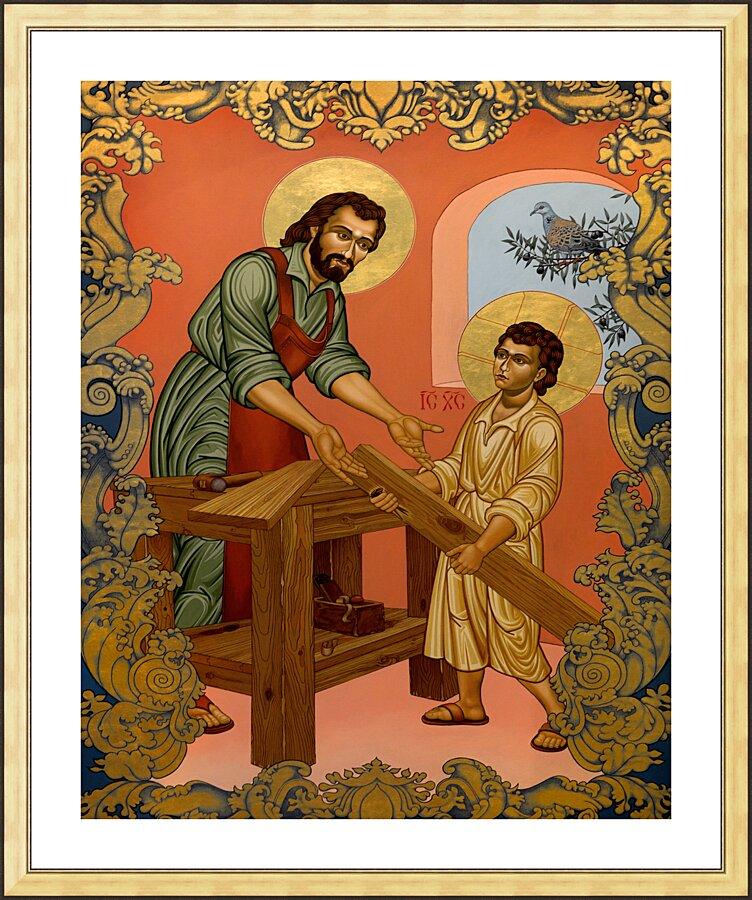 Wall Frame Gold, Matted - St. Joseph and Christ Child by Lewis Williams, OFS - Trinity Stores