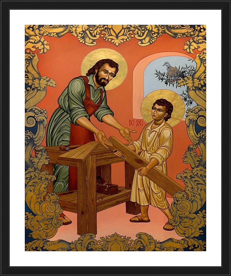 Wall Frame Black, Matted - St. Joseph and Christ Child by Lewis Williams, OFS - Trinity Stores