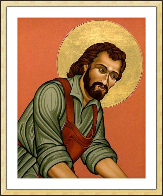 Wall Frame Gold, Matted - St. Joseph the Worker by L. Williams