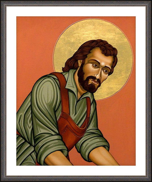 Wall Frame Espresso, Matted - St. Joseph the Worker by L. Williams