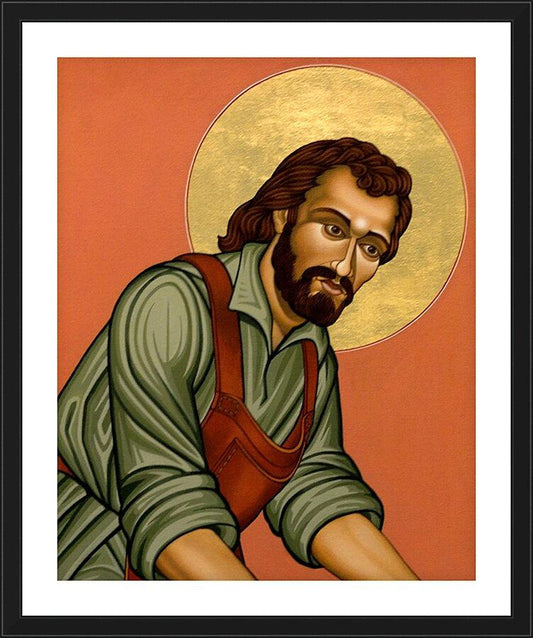 Wall Frame Black, Matted - St. Joseph the Worker by L. Williams