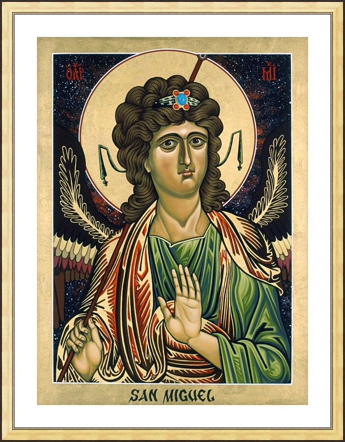 Wall Frame Gold, Matted - St. Michael Archangel by Lewis Williams, OFS - Trinity Stores