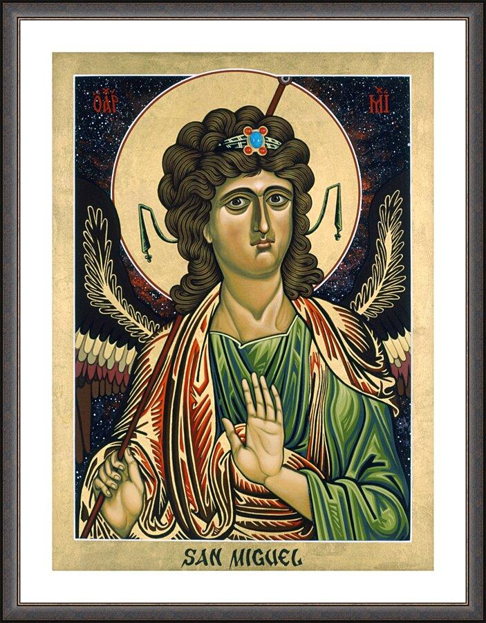 Wall Frame Espresso, Matted - St. Michael Archangel by Lewis Williams, OFS - Trinity Stores