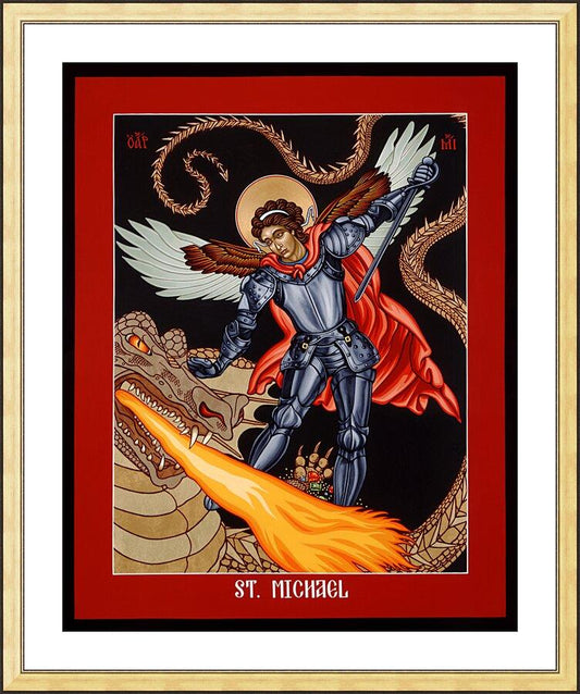 Wall Frame Gold, Matted - St. Michael Archangel by L. Williams