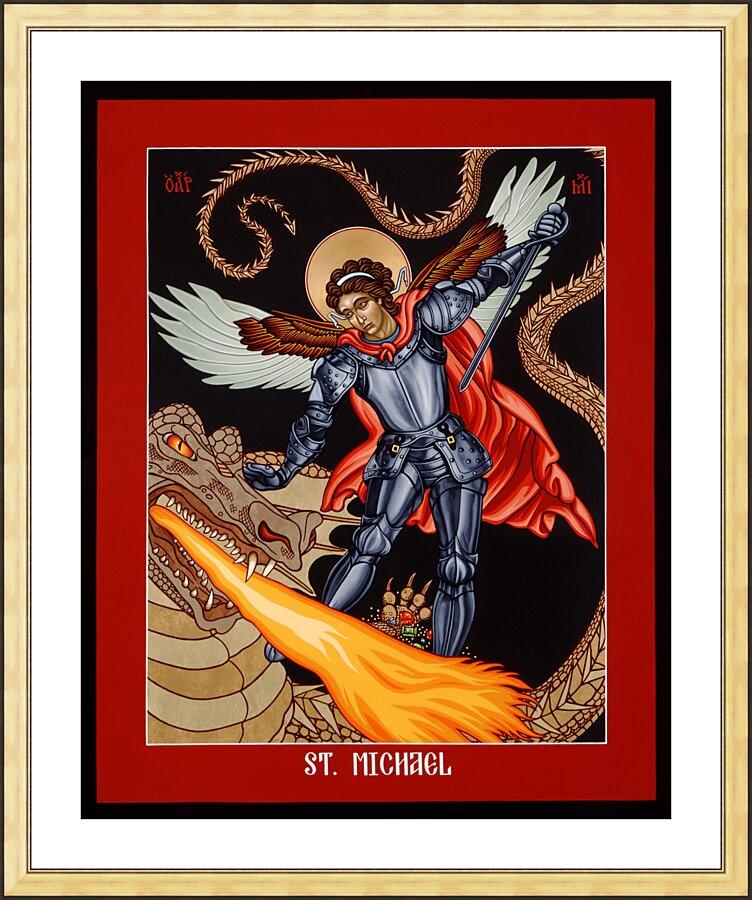 Wall Frame Gold, Matted - St. Michael Archangel by Lewis Williams, OFS - Trinity Stores
