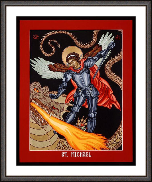 Wall Frame Espresso, Matted - St. Michael Archangel by L. Williams