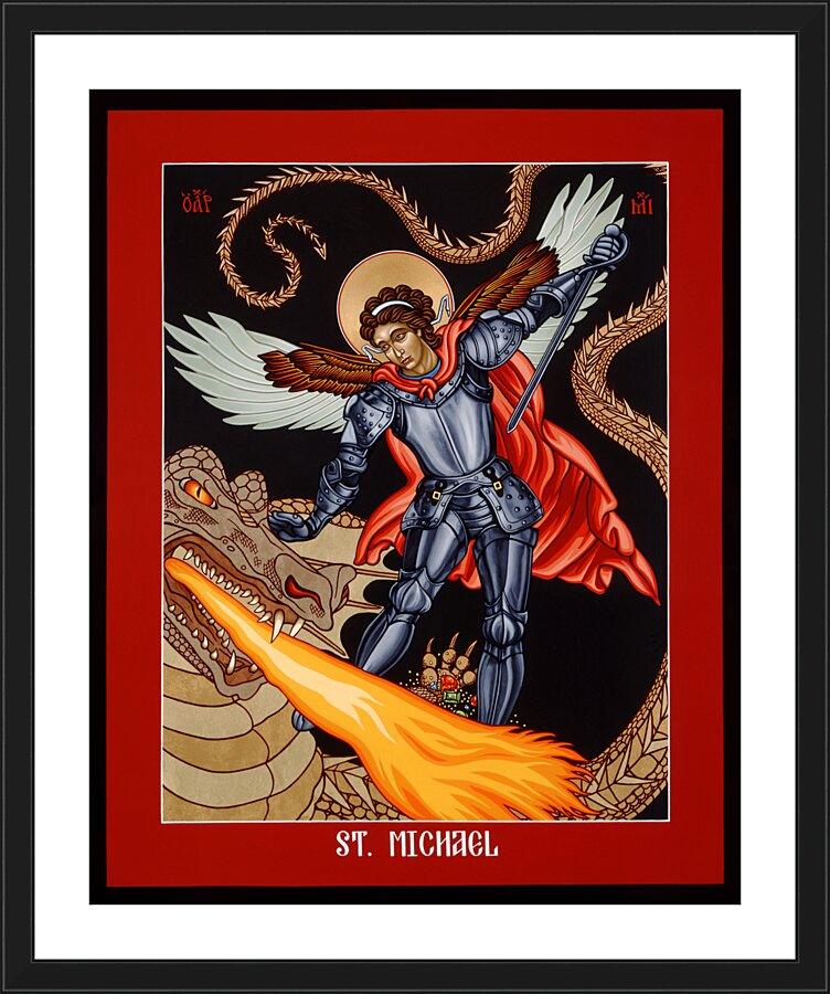 Wall Frame Black, Matted - St. Michael Archangel by Lewis Williams, OFS - Trinity Stores