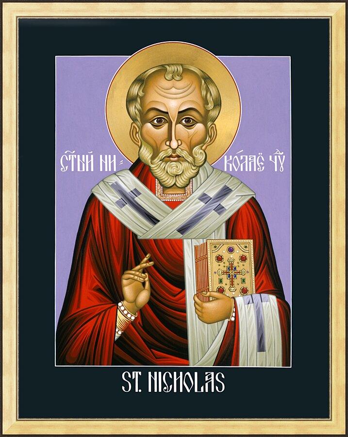 Wall Frame Gold - St. Nicholas, Wonderworker by Lewis Williams, OFS - Trinity Stores