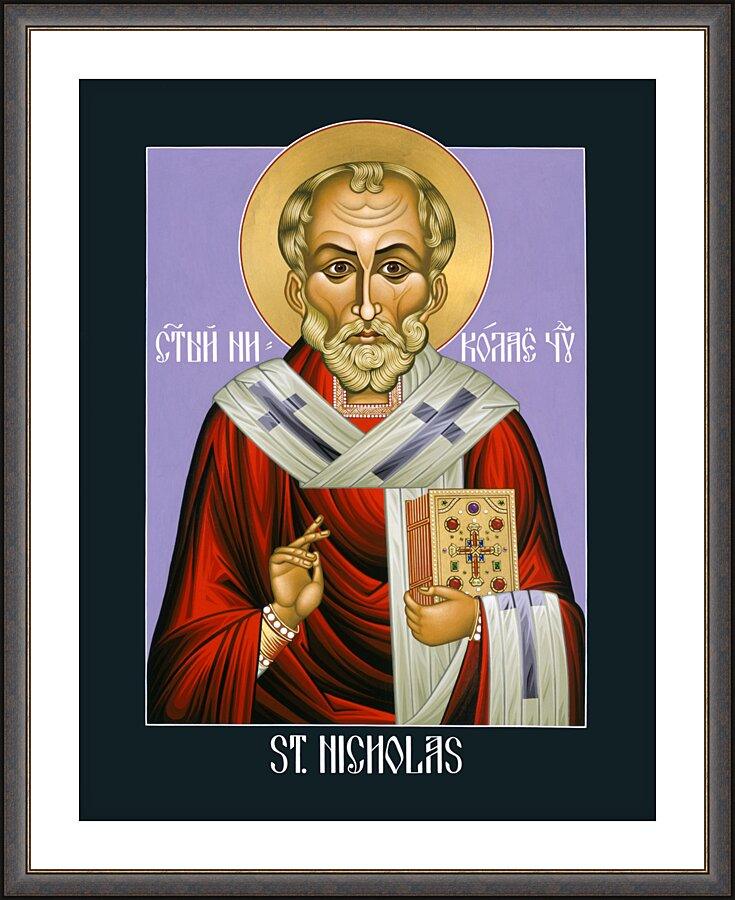 Wall Frame Espresso, Matted - St. Nicholas, Wonderworker by Lewis Williams, OFS - Trinity Stores