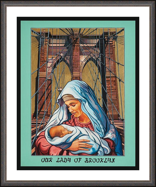 Wall Frame Espresso, Matted - Our Lady of Brooklyn by L. Williams
