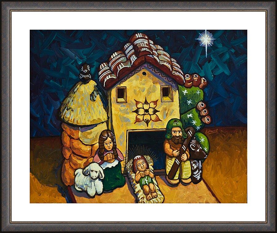 Wall Frame Espresso, Matted - Peruvian Nativity by Lewis Williams, OFS - Trinity Stores