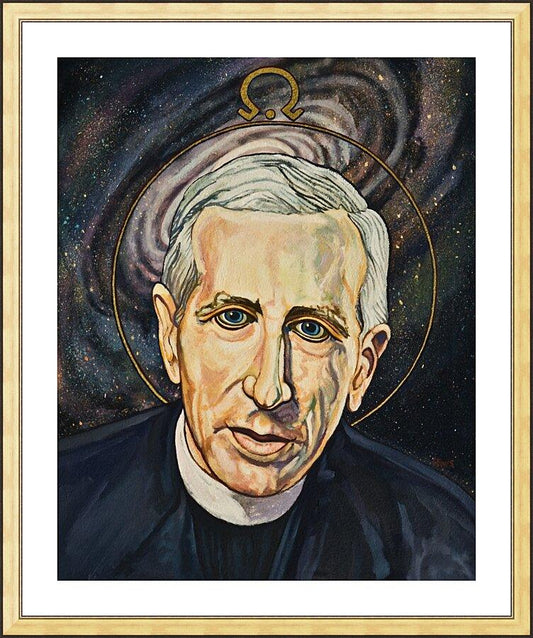 Wall Frame Gold, Matted - Fr. Pierre Teilhard de Chardin by L. Williams