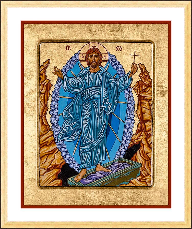 Wall Frame Gold, Matted - Resurrection of Christ by Lewis Williams, OFS - Trinity Stores