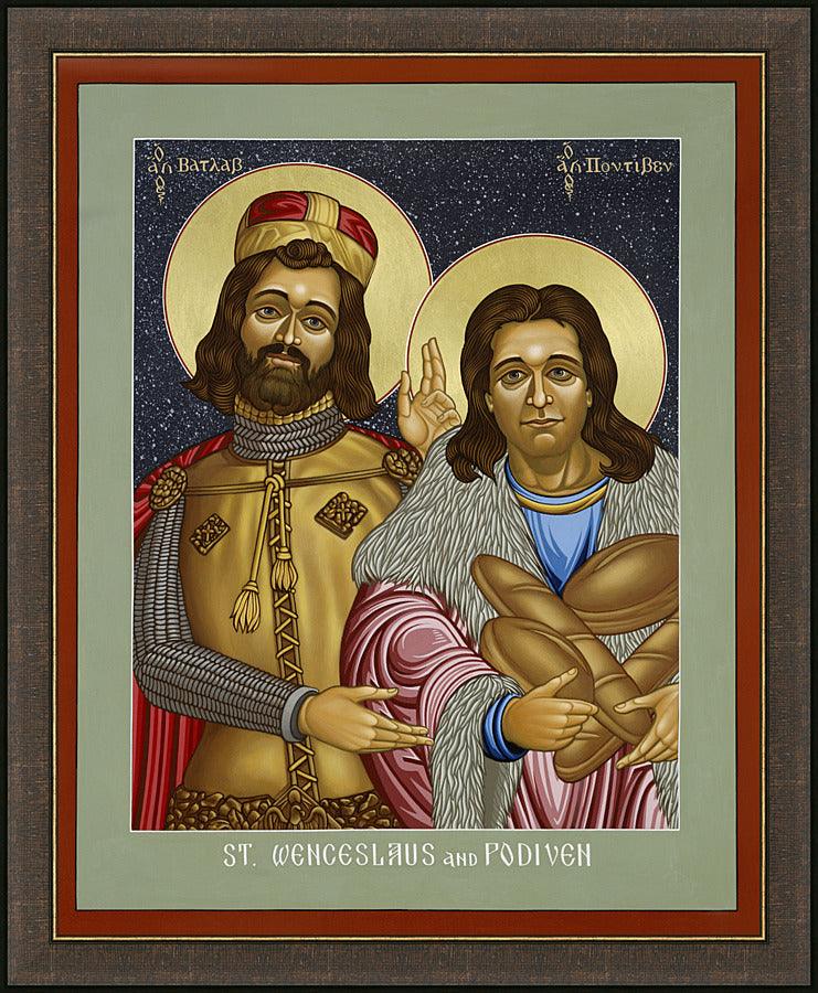 Wall Frame Espresso - St. Wenceslaus and Podiven, his assistant by L. Williams