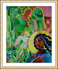 Wall Frame Gold - Annunciation Quilt by M. McGrath