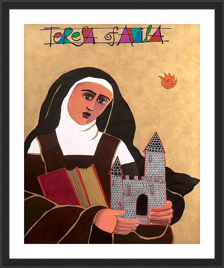 Wall Frame Black, Matted - St. Teresa of Avila by Br. Mickey McGrath, OSFS - Trinity Stores