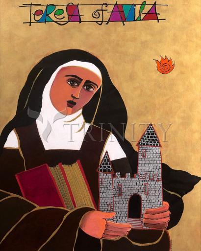 Wall Frame Gold, Matted - St. Teresa of Avila by Br. Mickey McGrath, OSFS - Trinity Stores