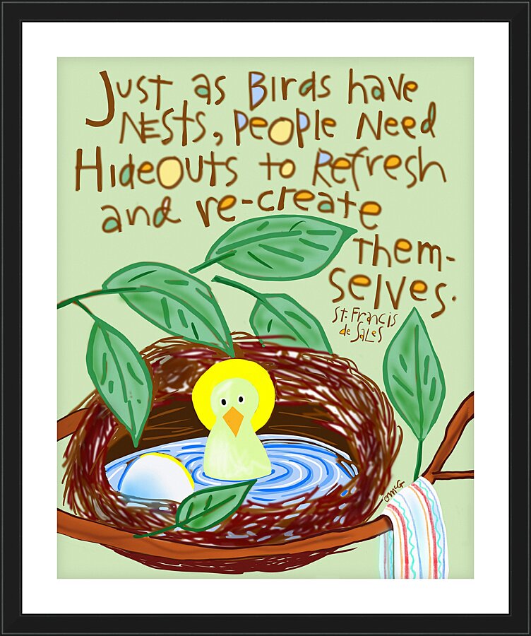 Wall Frame Black, Matted - Just as Birds Have Nests by M. McGrath