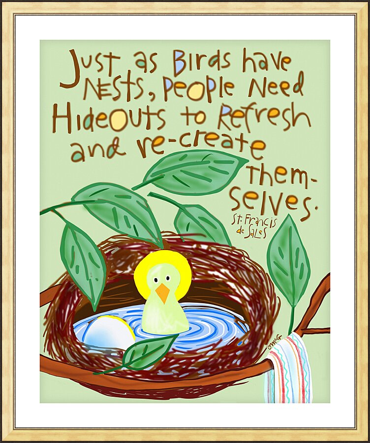 Wall Frame Gold, Matted - Just as Birds Have Nests by M. McGrath