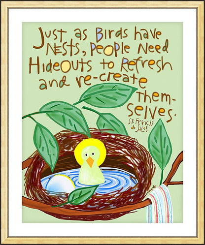 Wall Frame Gold, Matted - Just as Birds Have Nests by M. McGrath