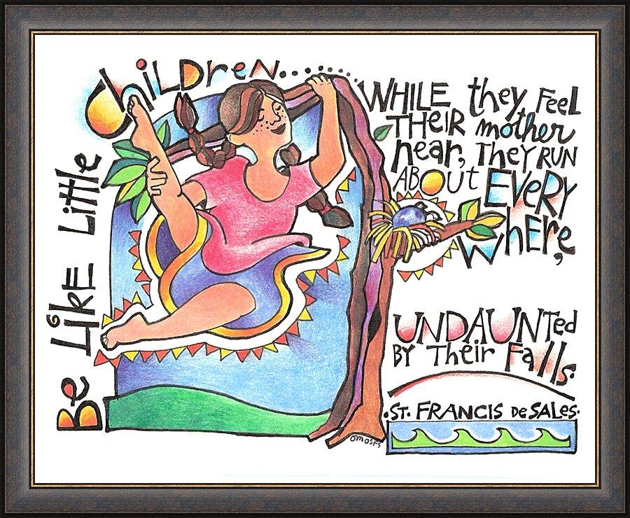 Wall Frame Espresso - Be Like Little Children 3 by Br. Mickey McGrath, OSFS - Trinity Stores