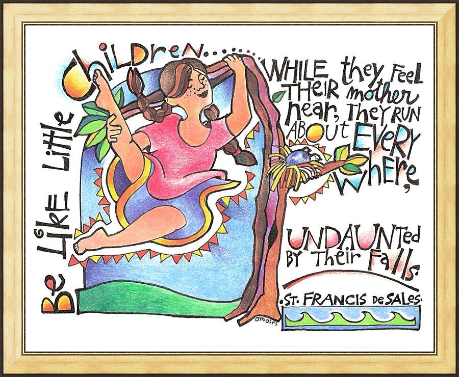 Wall Frame Gold - Be Like Little Children 3 by Br. Mickey McGrath, OSFS - Trinity Stores