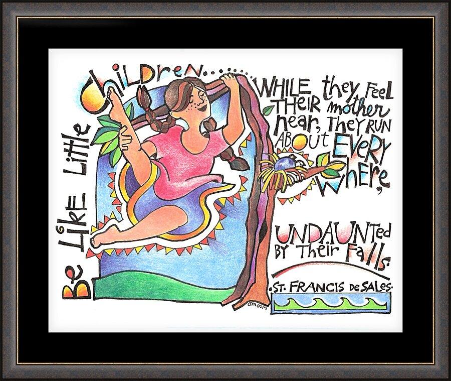 Wall Frame Espresso, Matted - Be Like Little Children 3 by Br. Mickey McGrath, OSFS - Trinity Stores