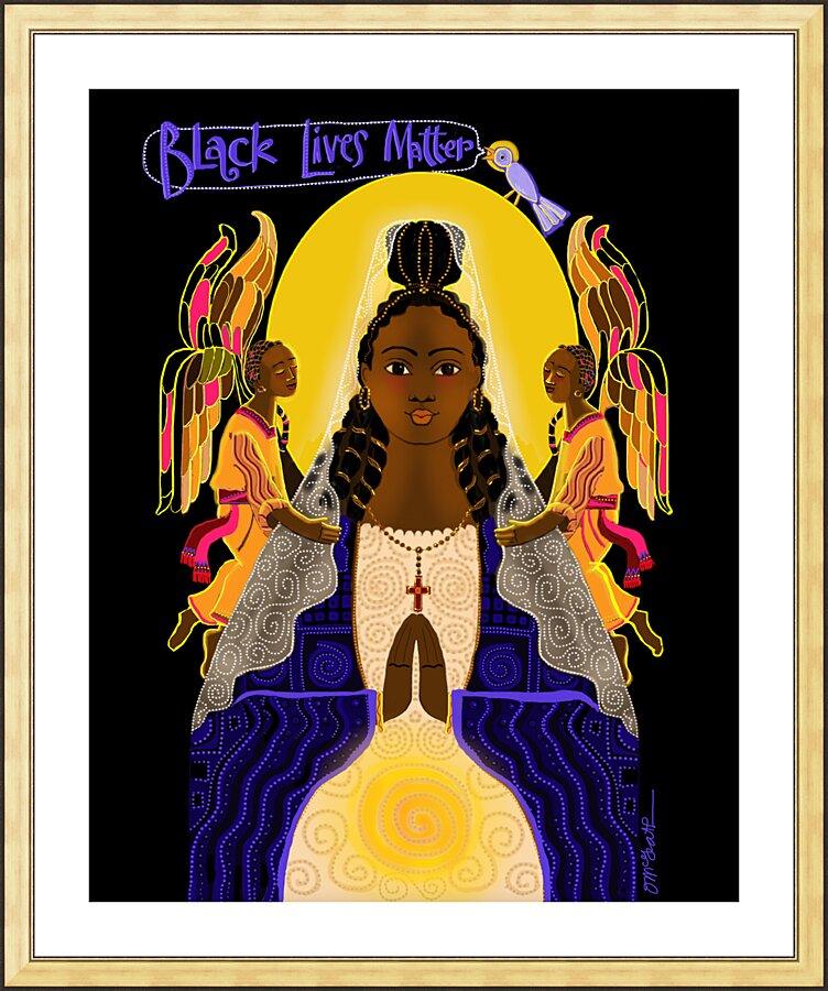 Wall Frame Gold, Matted - Black Lives Matter Madonna by Br. Mickey McGrath, OSFS - Trinity Stores