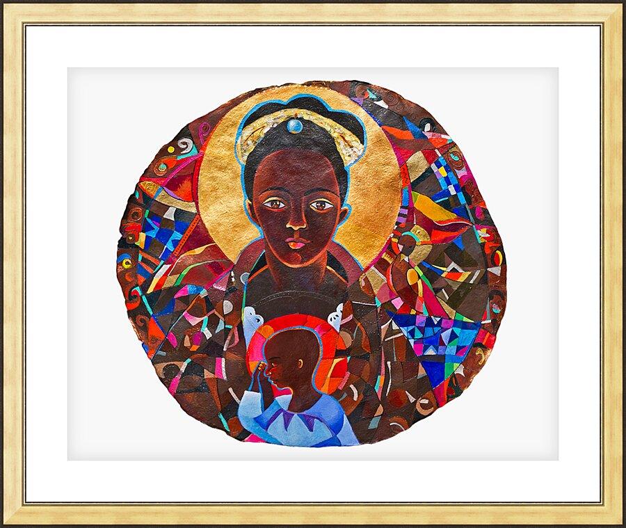 Wall Frame Gold, Matted - Black Madonna Mandala by Br. Mickey McGrath, OSFS - Trinity Stores