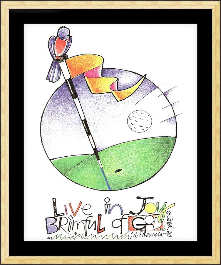 Wall Frame Gold, Matted - Golfer: Brimful of Joy by Br. Mickey McGrath, OSFS - Trinity Stores