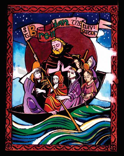 Wall Frame Gold, Matted - St. Brendan the Navigator by Br. Mickey McGrath, OSFS - Trinity Stores