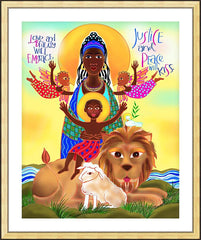 Wall Frame Gold - Love and Beauty Will Embrace by M. McGrath