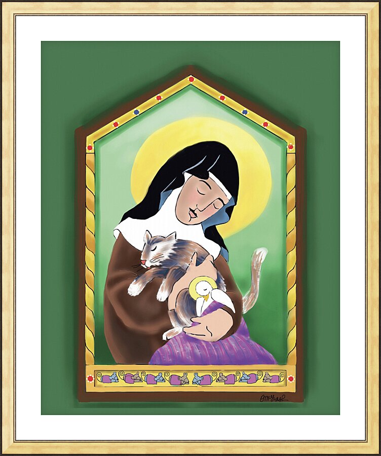 Wall Frame Gold, Matted - St. Clare by M. McGrath