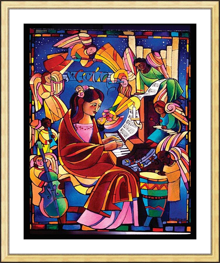 Wall Frame Gold, Matted - St. Cecilia by Br. Mickey McGrath, OSFS - Trinity Stores