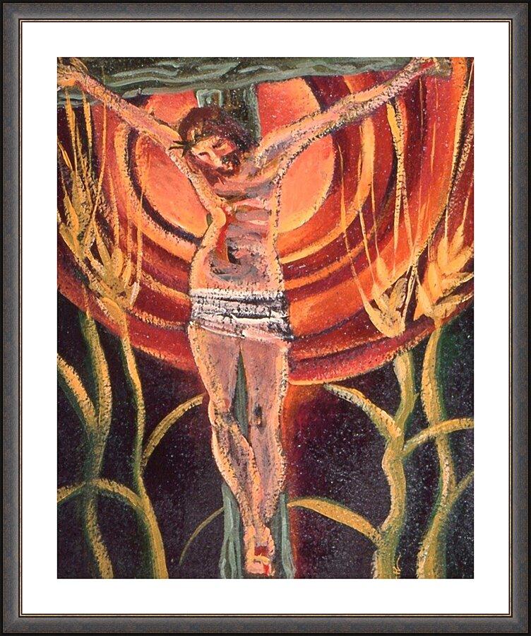 Wall Frame Espresso, Matted - Crucifixion by Br. Mickey McGrath, OSFS - Trinity Stores