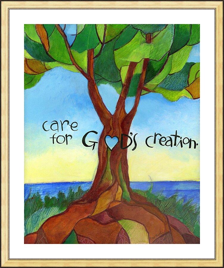 Wall Frame Gold, Matted - Care For God's Creation by M. McGrath