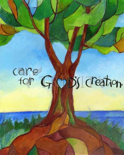 Wall Frame Gold, Matted - Care For God's Creation by Br. Mickey McGrath, OSFS - Trinity Stores