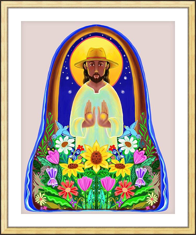 Wall Frame Gold, Matted - Christ the Gardener by Br. Mickey McGrath, OSFS - Trinity Stores