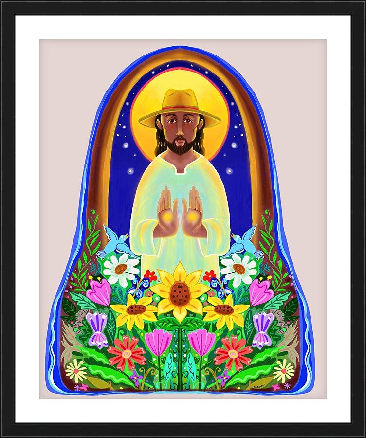 Wall Frame Black, Matted - Christ the Gardener by Br. Mickey McGrath, OSFS - Trinity Stores