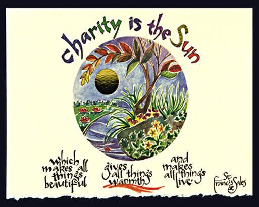 Wall Frame Espresso, Matted - Charity is the Sun by Br. Mickey McGrath, OSFS - Trinity Stores